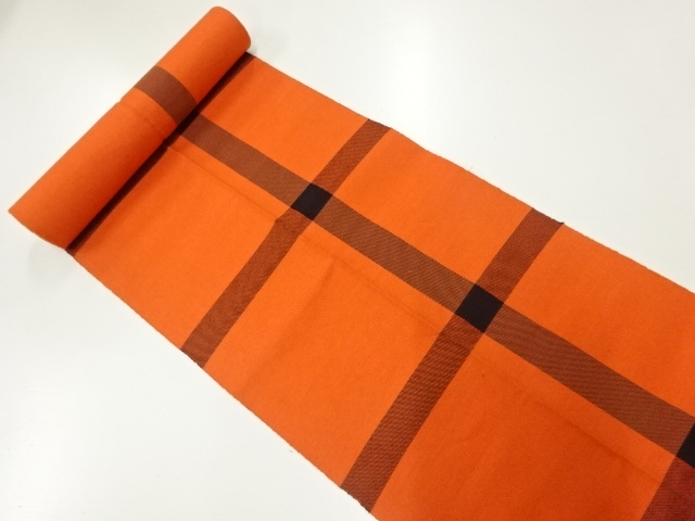 JAPANESE KIMONO / ANTIQUE BOLT FOR HASSUN OBI / WOVEN GRID